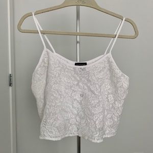 Topshop White Cropped Lace Tank Top - US 4, UK 8